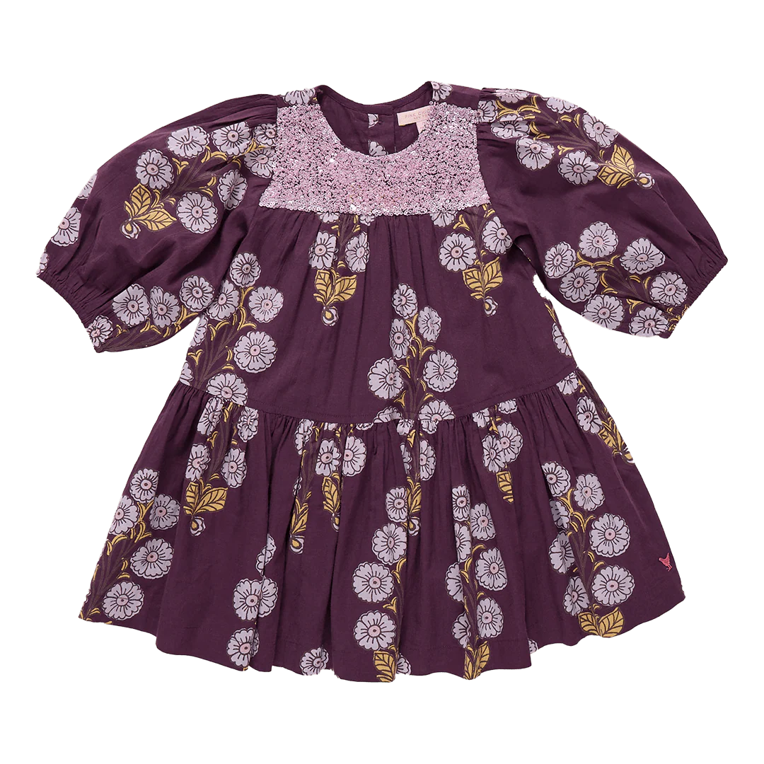 Pink Chicken - Girls Fiona Dress - Plum Buttercup Floral