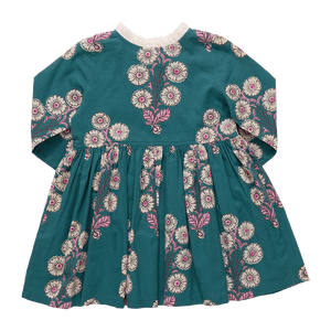 Pink Chicken - Girls Autumn Dress - Evergreen Buttercup Floral