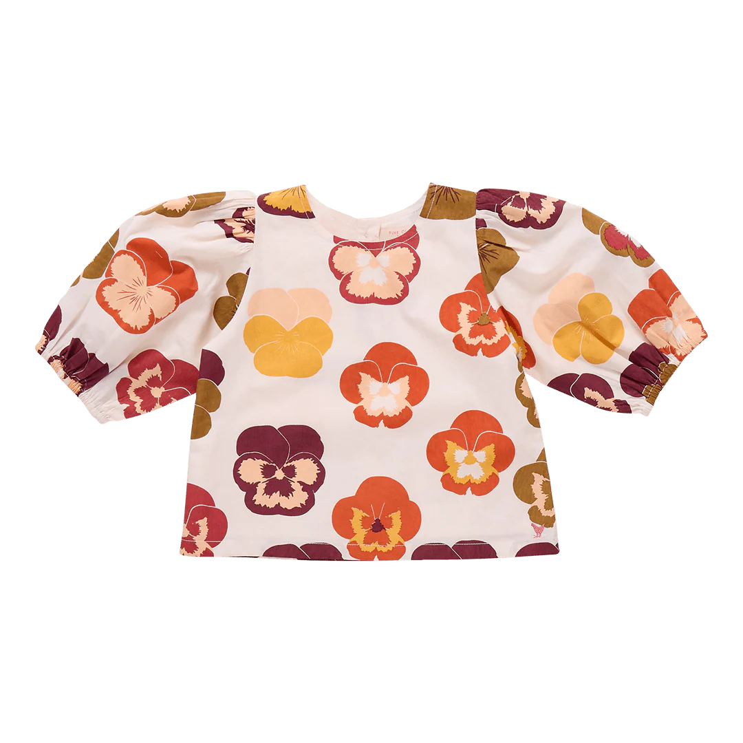 Pink Chicken - Girls Dana Top - Autumn Pansies