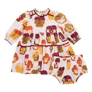 Pink Chicken - Baby Girls Charlie Dress Set - Autumn Pansies