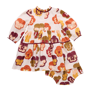 Pink Chicken - Baby Girls Charlie Dress Set - Autumn Pansies
