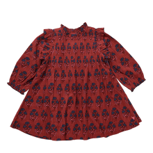 Load image into Gallery viewer, Pink Chicken - Girls Jaipur Dress - Red Autumn Strawflower