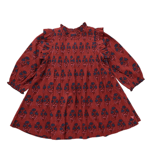 Pink Chicken - Girls Jaipur Dress - Red Autumn Strawflower