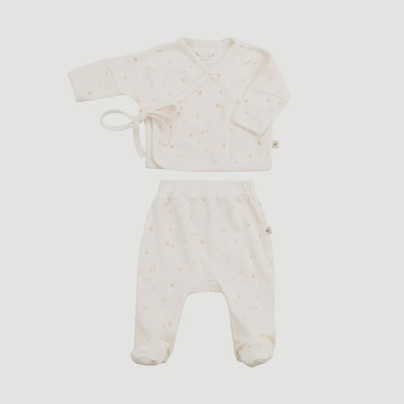 Red Caribou - Organic Kimono Top + Pants Set - Mushrooms Ivory