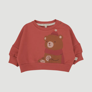 Red Caribou - Pima Cotton Sweatshirt - Cozy Bears Brick Red