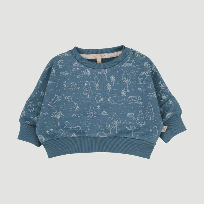 Red Caribou - Pima Cotton Sweatshirt - The Story Slate Blue