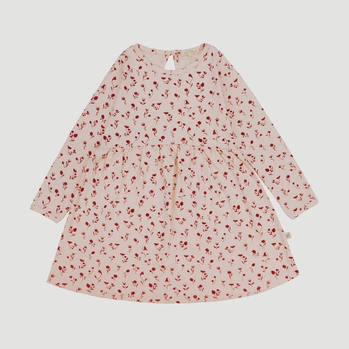 Red Caribou - Organic Girls Dress - Floral Whispers Soft Peach