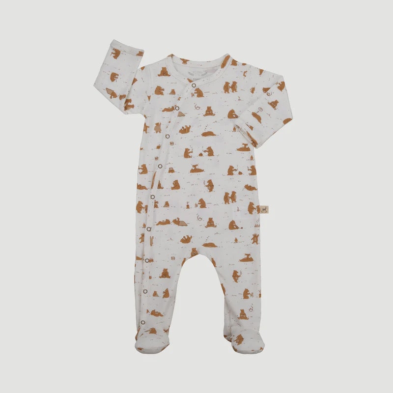 Red Caribou - Organic Footed Jumpsuit  - Cozy Bears Ivory