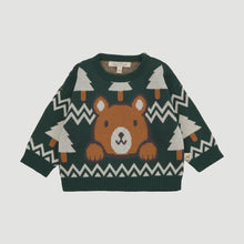 Load image into Gallery viewer, Red Caribou - Pima Cotton Knit Sweater - Cozy Bears Dark Green