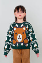 Load image into Gallery viewer, Red Caribou - Pima Cotton Knit Sweater - Cozy Bears Dark Green