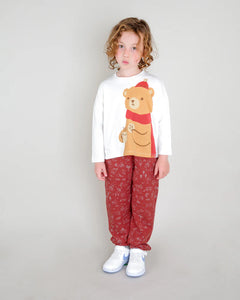 Red Caribou - Organic LS Tee - Cozy Bears Ivory