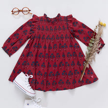 Load image into Gallery viewer, Pink Chicken - Girls Jaipur Dress - Red Autumn Strawflower
