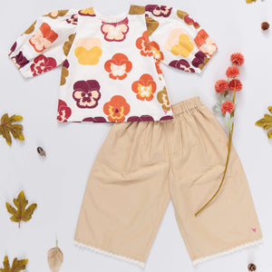 Pink Chicken - Girls Dana Top - Autumn Pansies