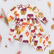 Load image into Gallery viewer, Pink Chicken - Baby Girls Charlie Dress Set - Autumn Pansies