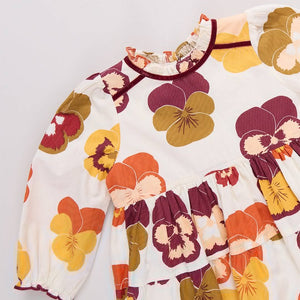 Pink Chicken - Girls Charlie Dress - Autumn Pansies