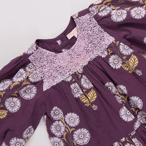 Pink Chicken - Girls Fiona Dress - Plum Buttercup Floral
