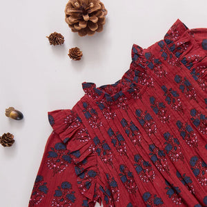 Pink Chicken - Baby Girls Jaipur Dress Set - Red Autumn Strawflower
