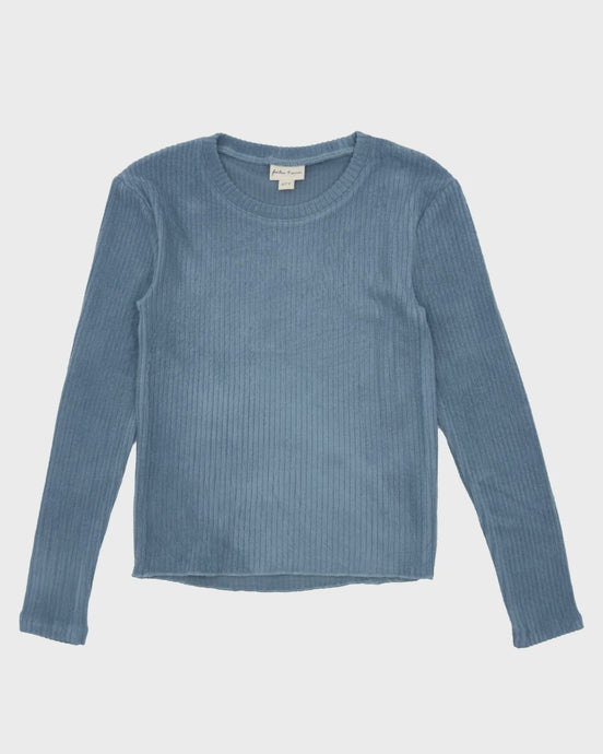Feather 4 Arrow - Blake L/S Rib Top - Dusty Blue