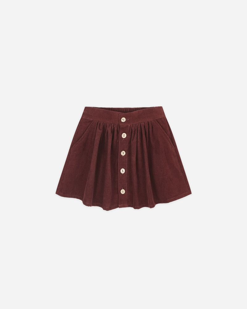 Rylee + Cru - Button Front Mini Skirt - Burgundy