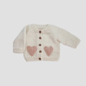 The Blueberry Hill - Heart Cardigan - Blush