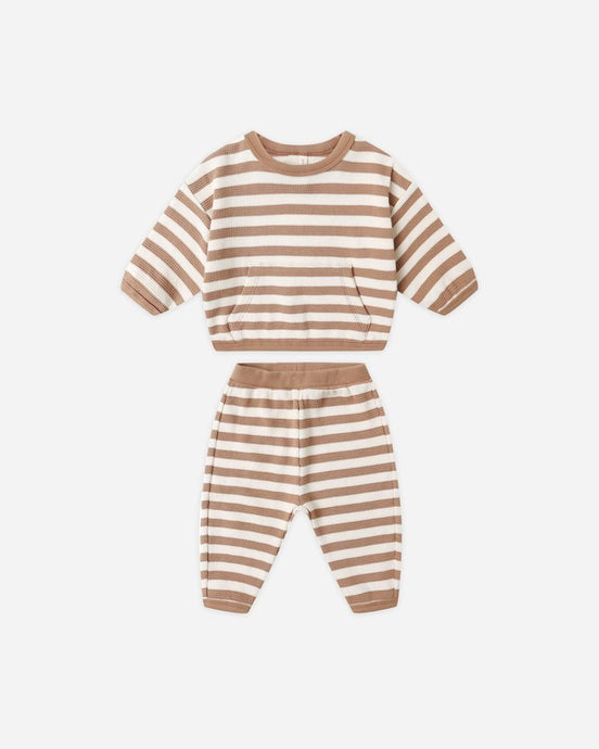 Quincy Mae - Waffle Slouch Set - Harvest Stripe