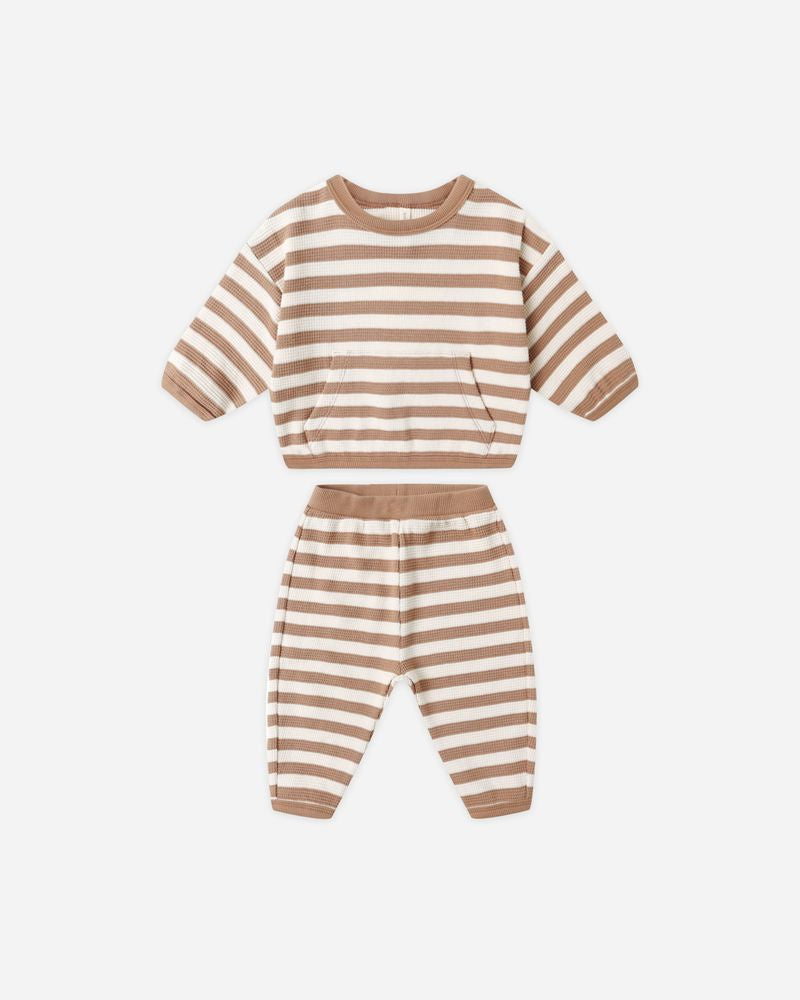 Quincy Mae - Waffle Slouch Set - Harvest Stripe