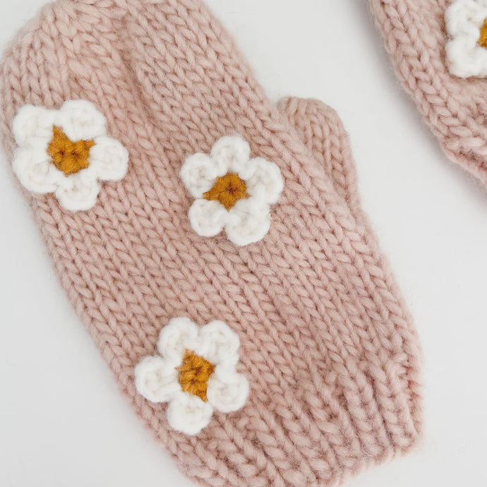 The Blueberry Hill - Flower Mittens - Blush