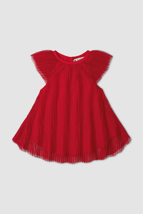 Monica + Andy - Organic Pleated Tulle Dress - Red