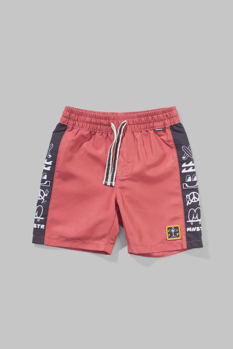 Mnstrkids - Mnstrcloud Board Short - Warm Red