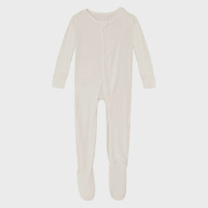 Kickee Pants - Footie With 2 Way Zipper - Natural
