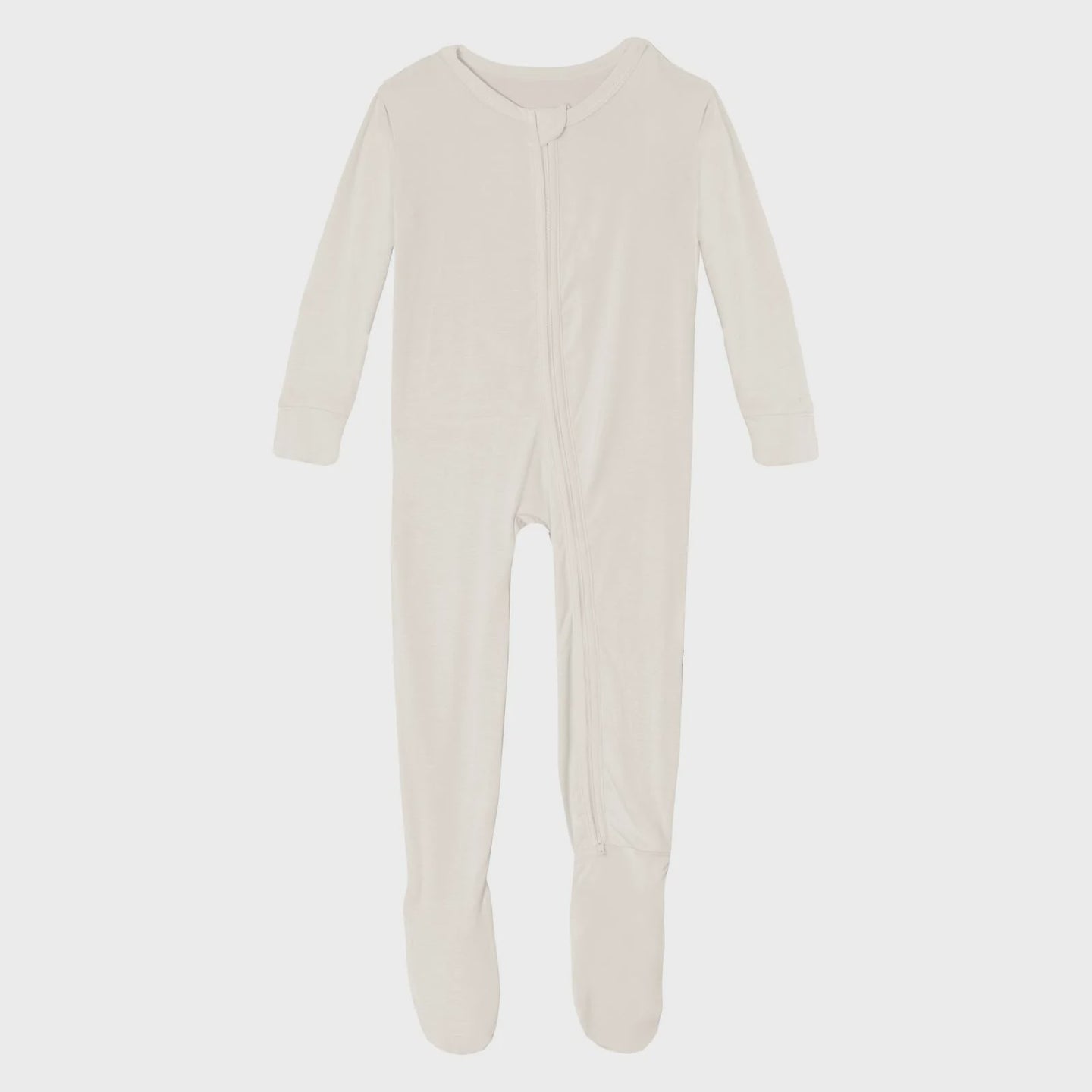 Kickee Pants - Footie With 2 Way Zipper - Natural