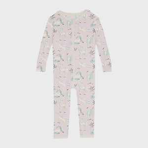 Kickee Pants - Print Convertible Sleeper w/ Zipper - Shrinking Violet Sleeping Unicorns