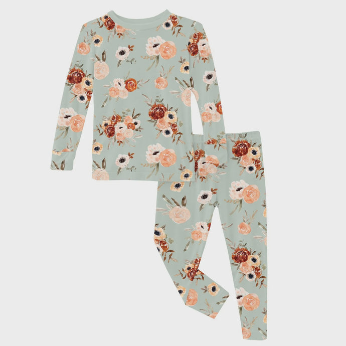 Kickee Pants - Print Long Sleeve Pajama Set - Aloe Fall Floral