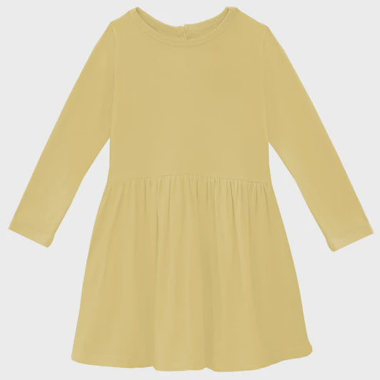 Kickee Pants - Long Sleeve Twirl Dress with Pockets - Flax