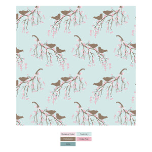 Kickee Pants - Print Muffin Ruffle Footie w/ 2 Way Zipper - Fresh Air Bird Branch