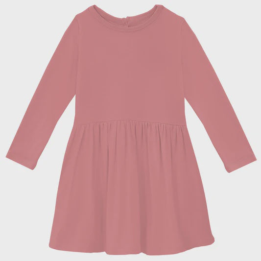Kickee Pants - Long Sleeve Twirl Dress with Pockets - Desert Rose