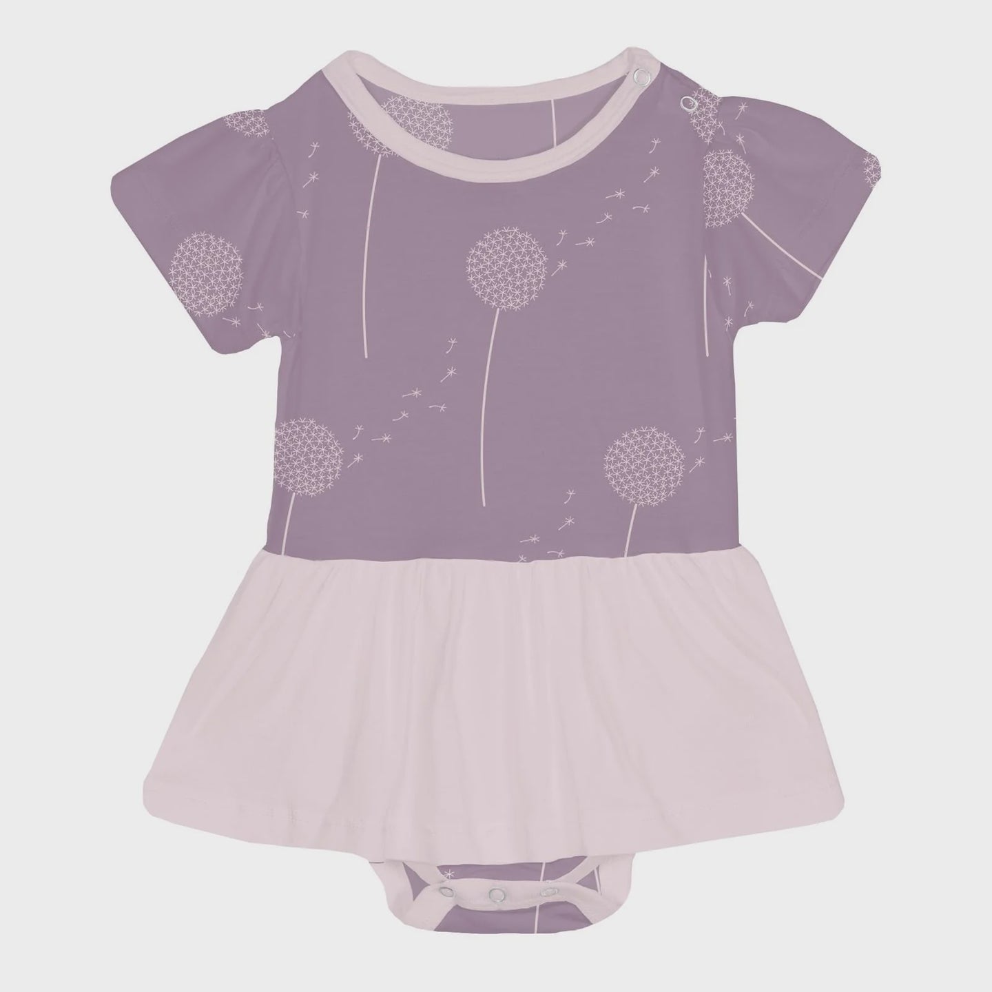 Kickee Pants - Print Short Sleeve Skirted One Piece - Lavender Dandelion wish