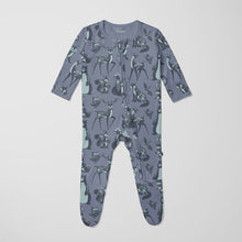 Load image into Gallery viewer, Kickee Pants - Print Footie with 2 Way Zipper - Moonlight Scandinavian Animals