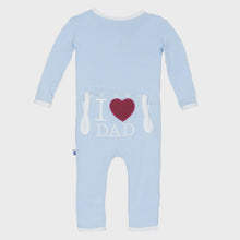 Load image into Gallery viewer, Kickee Pant - Applique Coverall With 2 Way Zipper - Pond I Love Dad