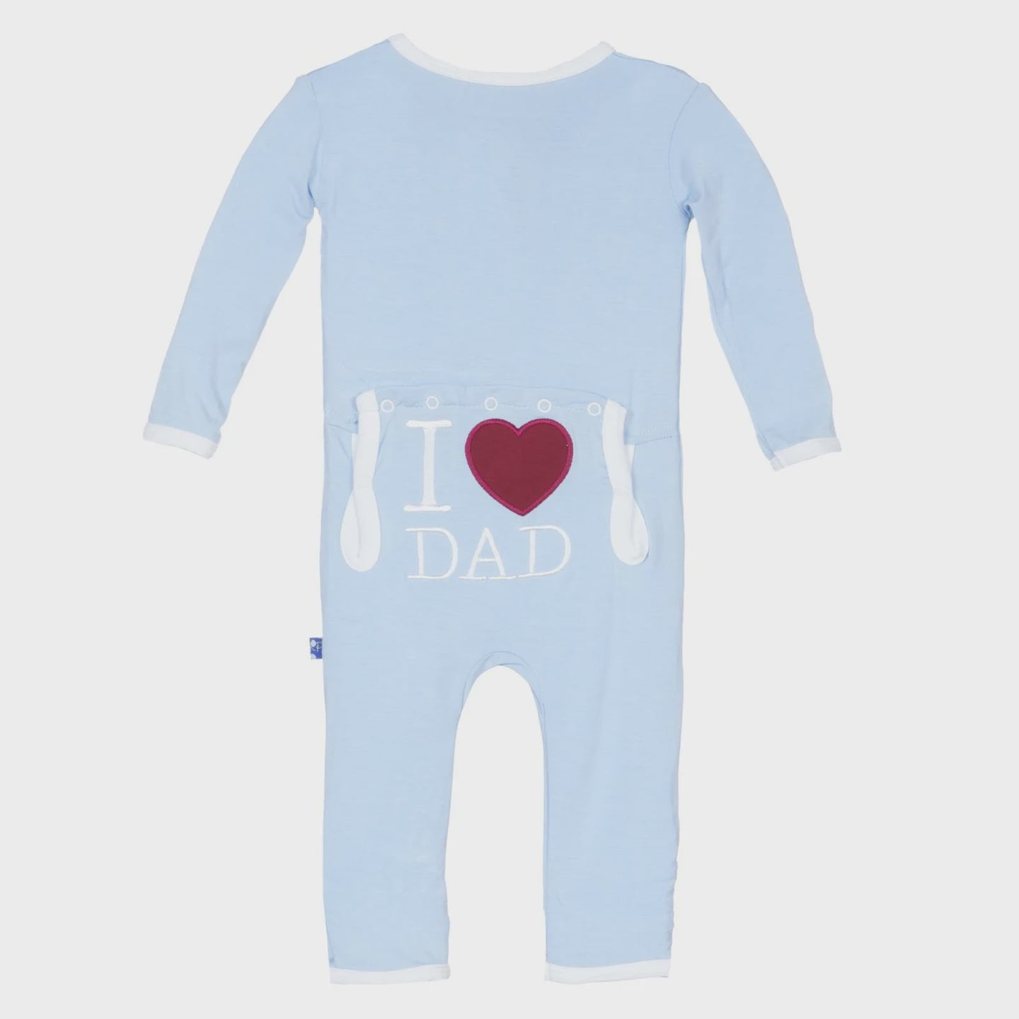 Kickee Pant - Applique Coverall With 2 Way Zipper - Pond I Love Dad