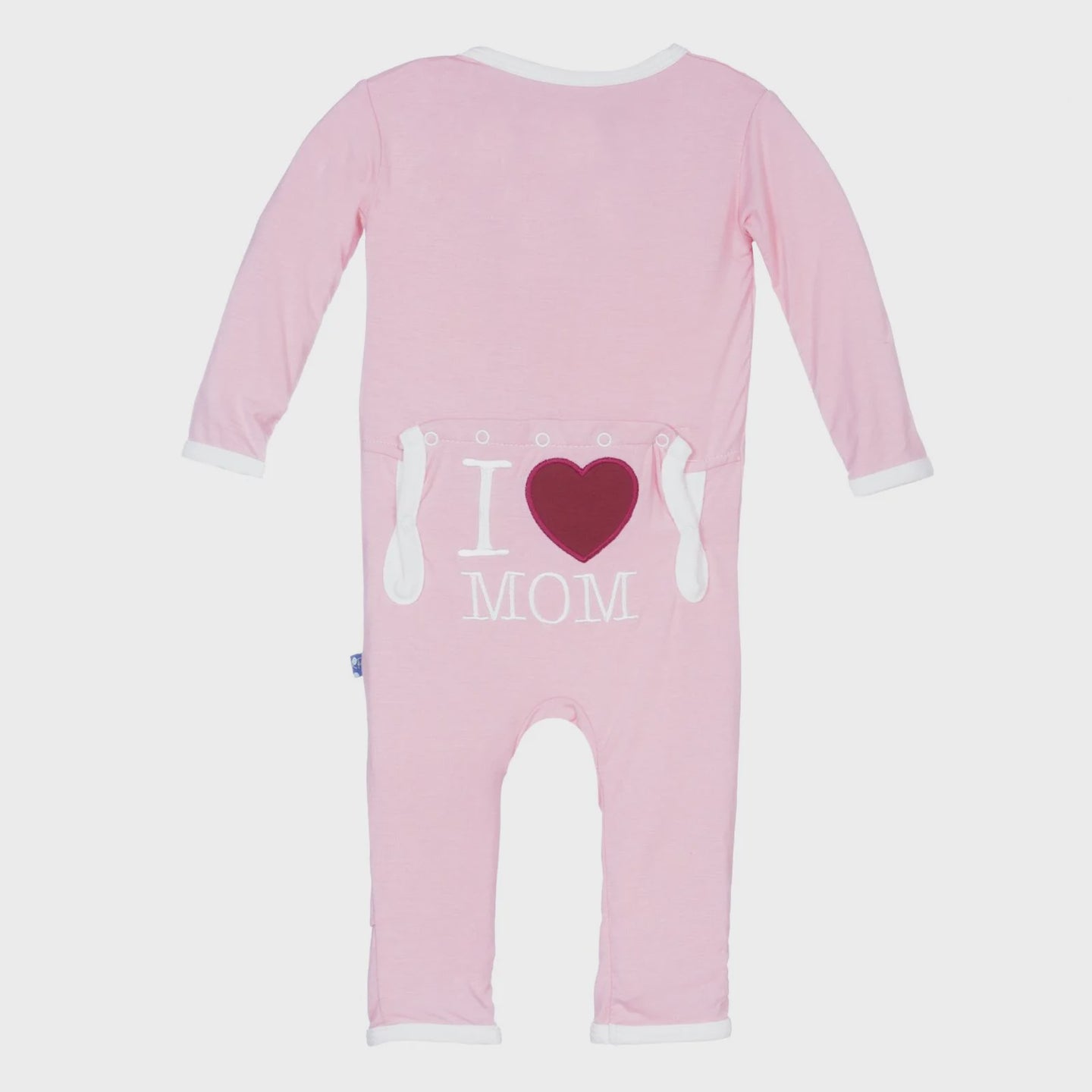 Kickee Pants - Applique Coverall With 2 Way Zipper - Lotus I Love Mom