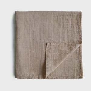 Mushie - Organic Cotton Muslin Swaddle Blanket - Natural