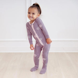 Kickee Pants - Print Muffin Ruffle Footie w/ 2 Way Zipper - Lavender Dandelion Wish
