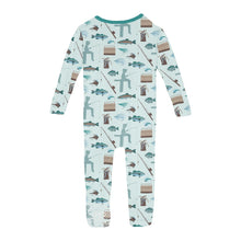 Load image into Gallery viewer, Kickee Pants - Print Convertible Sleeper w/ Zipper - Fresh Air Fishing