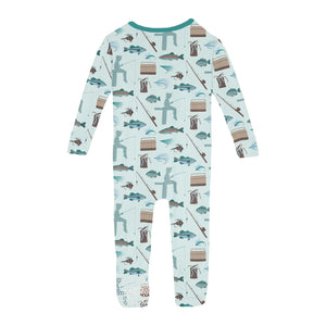Kickee Pants - Print Convertible Sleeper w/ Zipper - Fresh Air Fishing