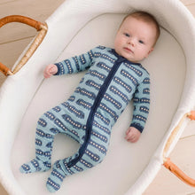 Load image into Gallery viewer, Kickee Pants - Print Footie with 2 Way Zipper -  Spring Sky London Trains