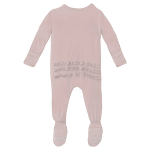Kickee Pants - Muffin Ruffle Footie With 2 Way Zipper - Baby Rose