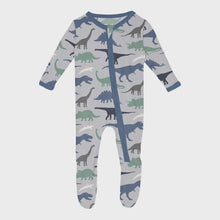Load image into Gallery viewer, Kickee Pants - Print Footie with 2 Way Zipper - Dove Dino Museum