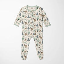 Load image into Gallery viewer, Kickee Pants - Print Footie with 2 Way Zipper - Natural Forest Moose