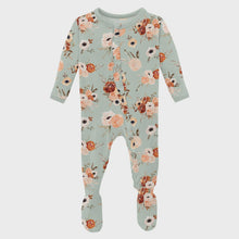 Load image into Gallery viewer, Kickee Pants - Print Layette Ruffle Footie with 2 Way Zipper -  Aloe Fall Floral